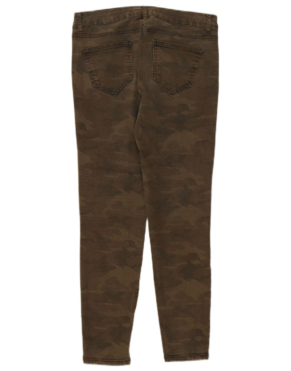 Zara Mujer Pantalones Casuales Slim EU 38 Small W28 L26 Caqui Camuflaje