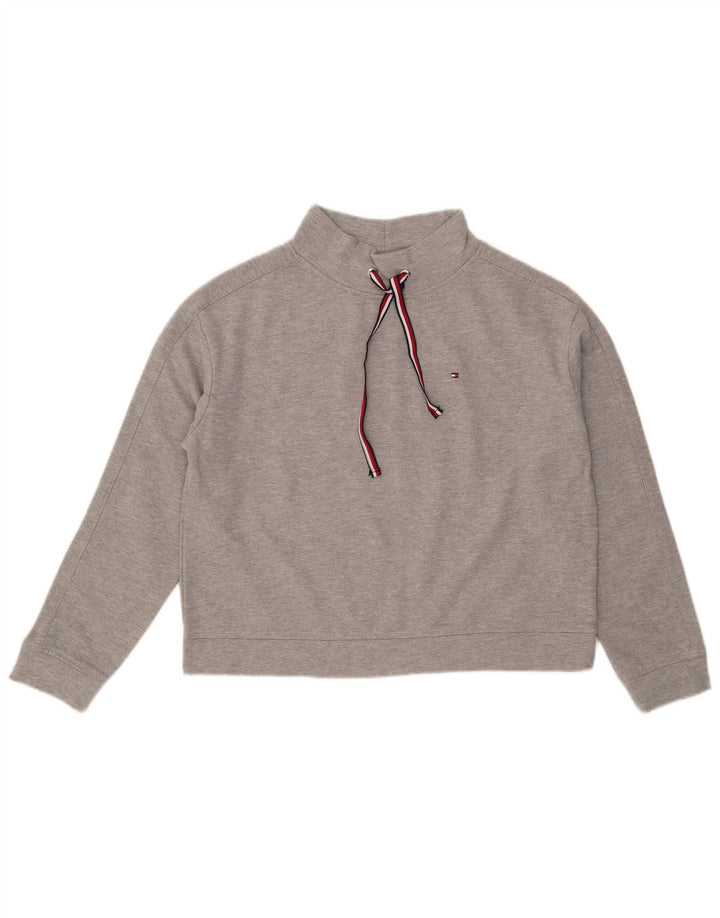 Tommy Hilfiger Mujer Crop Oversize Sudadera Jumper UK 10 Small Gris