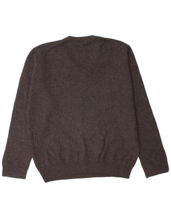 James Pringle - Jersey con cuello en V para hombre, talla grande, lana de cordero marrón
