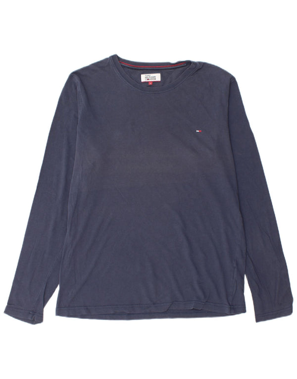 TOMMY HILFIGER Camiseta de manga larga para hombre de algodón azul marino grande