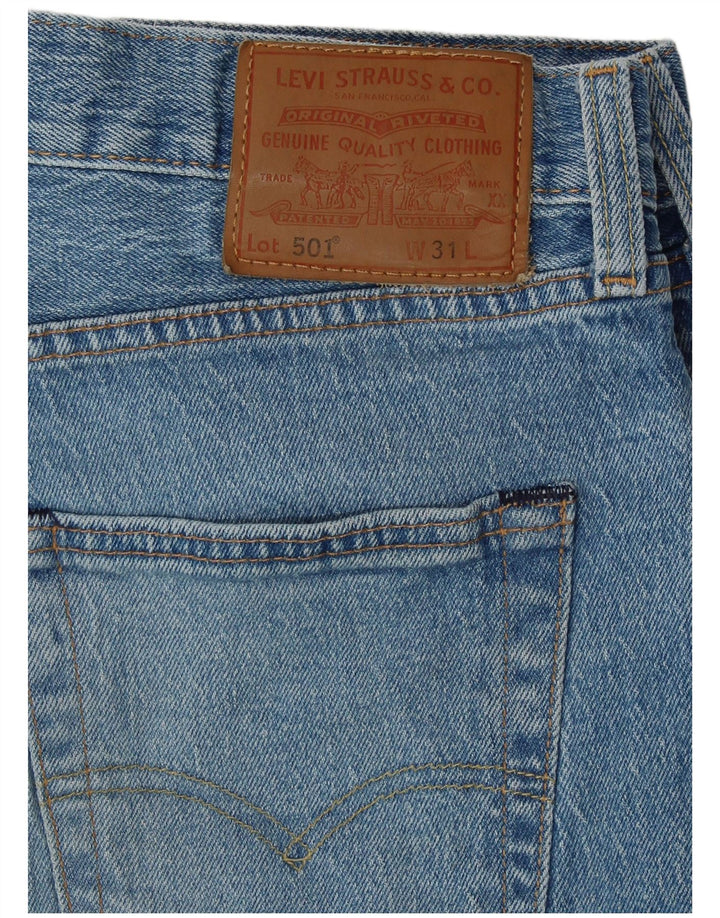 LEVI'S Mens 501 pantalones cortos de mezclilla desgastados W31 algodón azul medio
