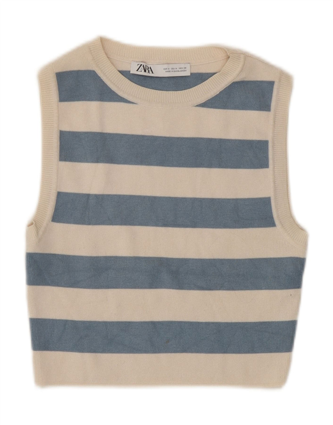 Zara Mujer Crop Top UK 40 Viscosa Rayas Beige Medio