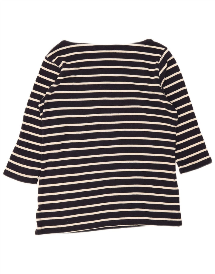 L.L.Bean Top para Mujer Manga 3/4 UK 44 Mediano Azul Marino Rayas
