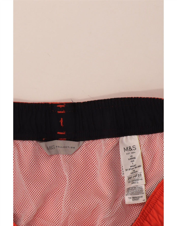 Marks & Spencer Bañador para hombre, talla grande, poliéster naranja