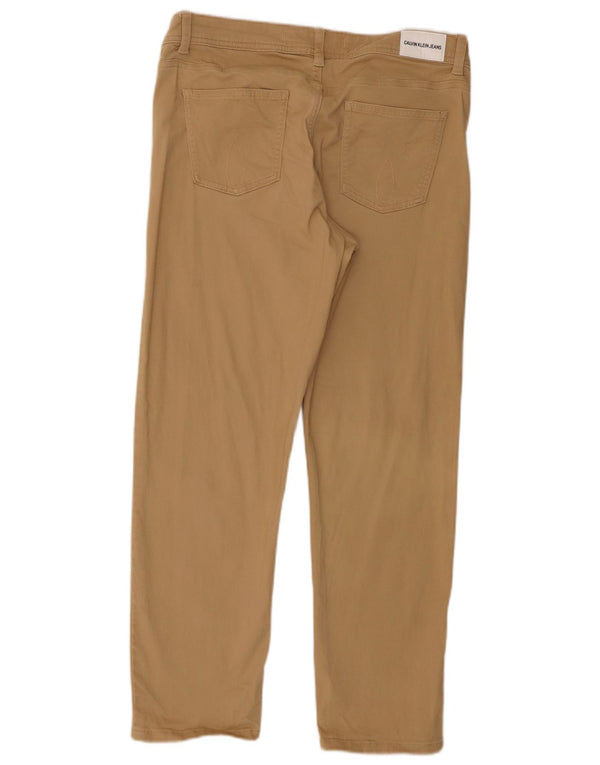 Calvin Klein Pantalones casuales delgados para mujer US 10 grande W32 L26 algodón beige