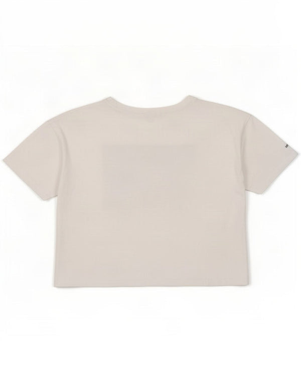 Zara Mujer Crop Graphic Camiseta Top UK 46 Grande Algodón Blanco