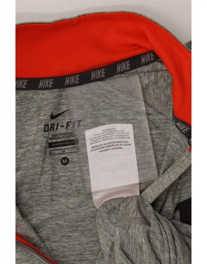 NIKE Mujer Dri Fit Jersey Chándal Top UK 12 Medio Gris Moteado