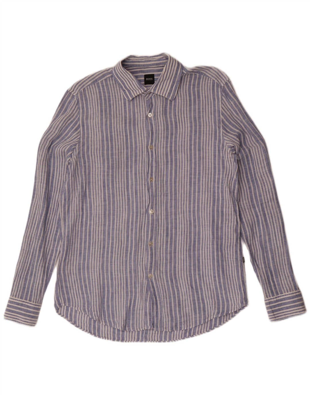 Camisa Hugo Boss Hombre Grande Lino Azul Rayas