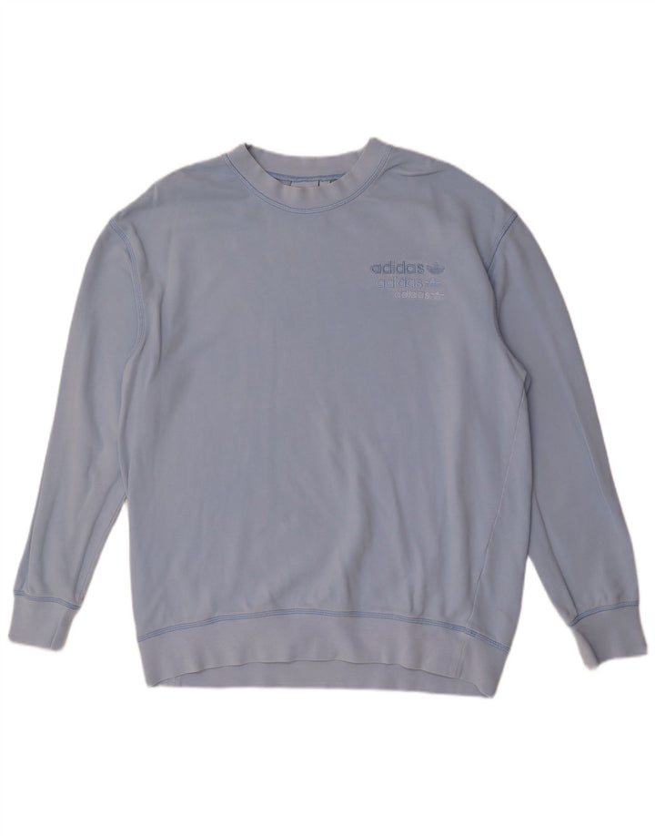 Adidas Hombre Sudadera Jumper Grande Azul Algodón