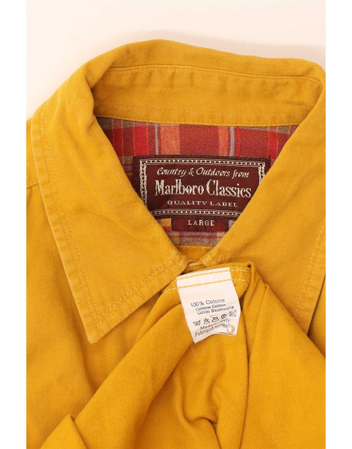 Camisa Marlboro Classics Hombre Grande Algodón Amarillo