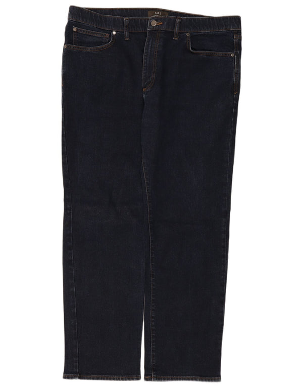 Marks & Spencer Vaqueros rectos regulares para hombre W40 L31 Algodón azul marino