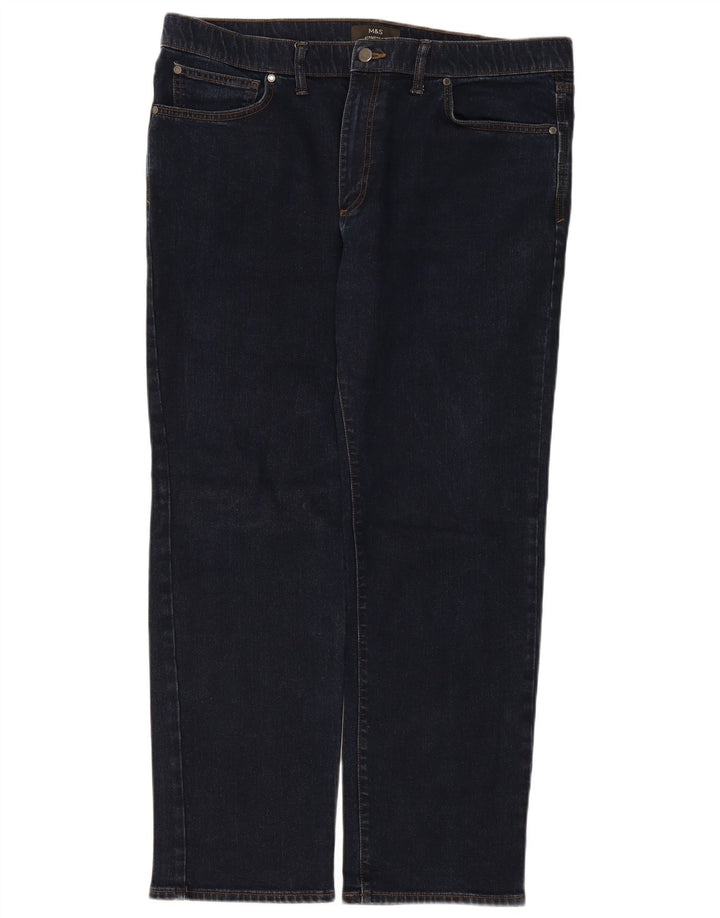 Marks & Spencer Vaqueros rectos regulares para hombre W40 L31 Algodón azul marino