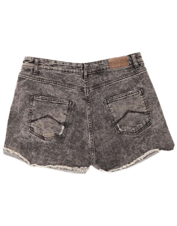 Carrera Pantalones calientes de mezclilla con lavado ácido para mujer IT 46 Grande W31 Algodón gris