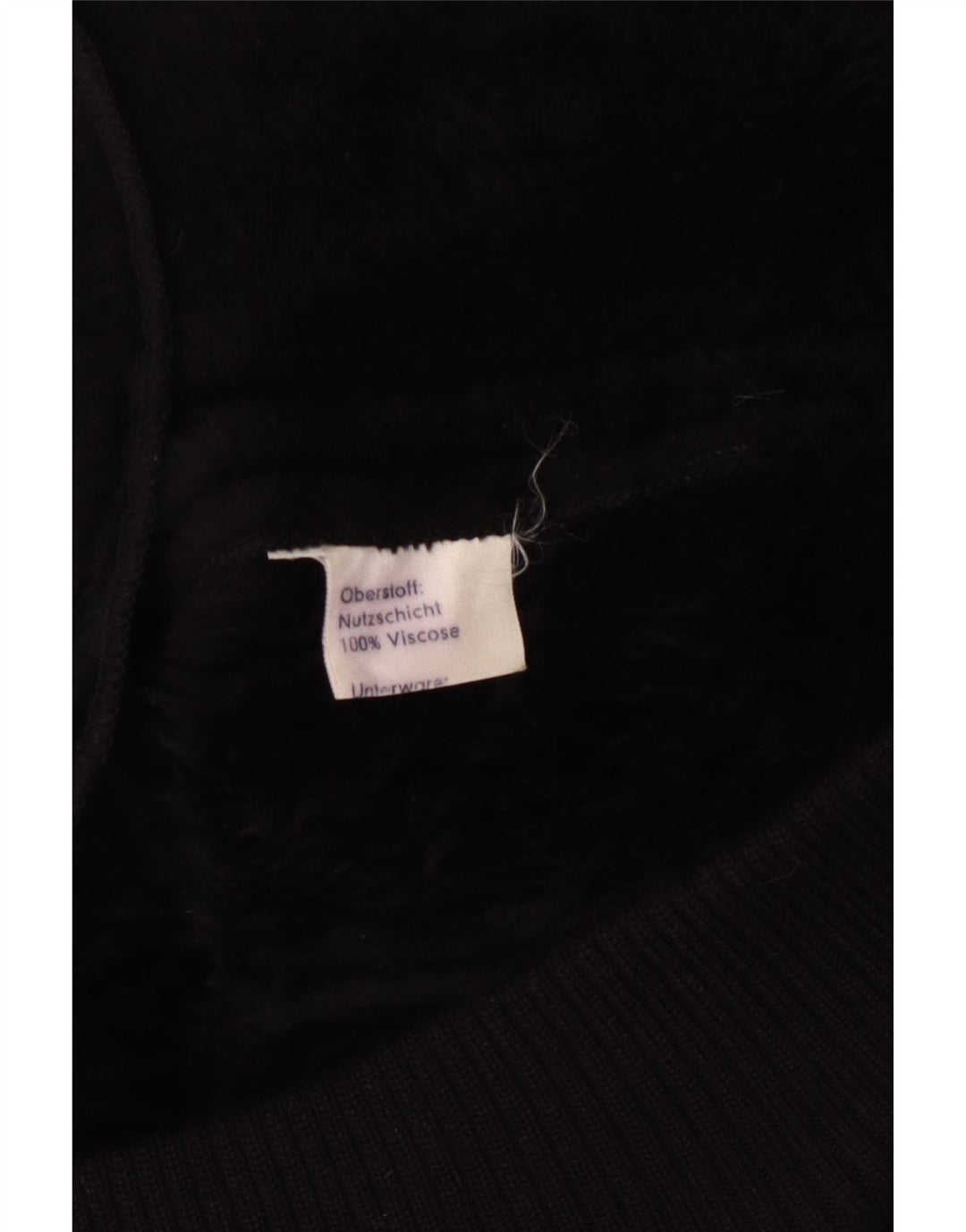 VINTAGE Chaqueta Sherpa para Mujer Reino Unido 12 Viscosa Negra Mediana