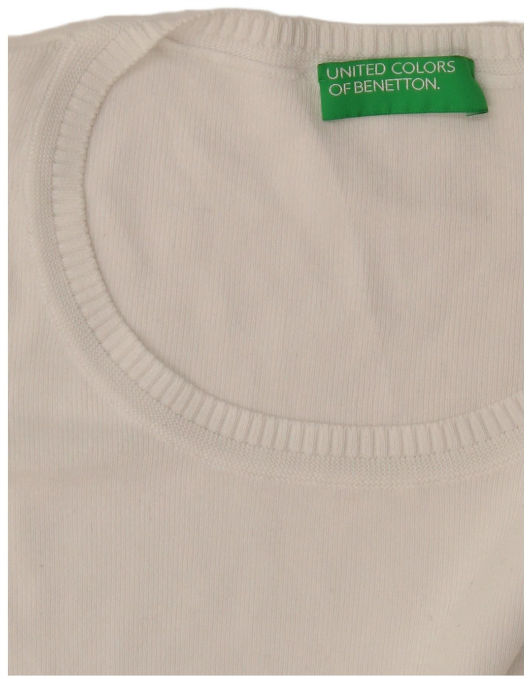 Benetton Jersey Con Cuello Barco Para Mujer UK 44 Mediano Blanco