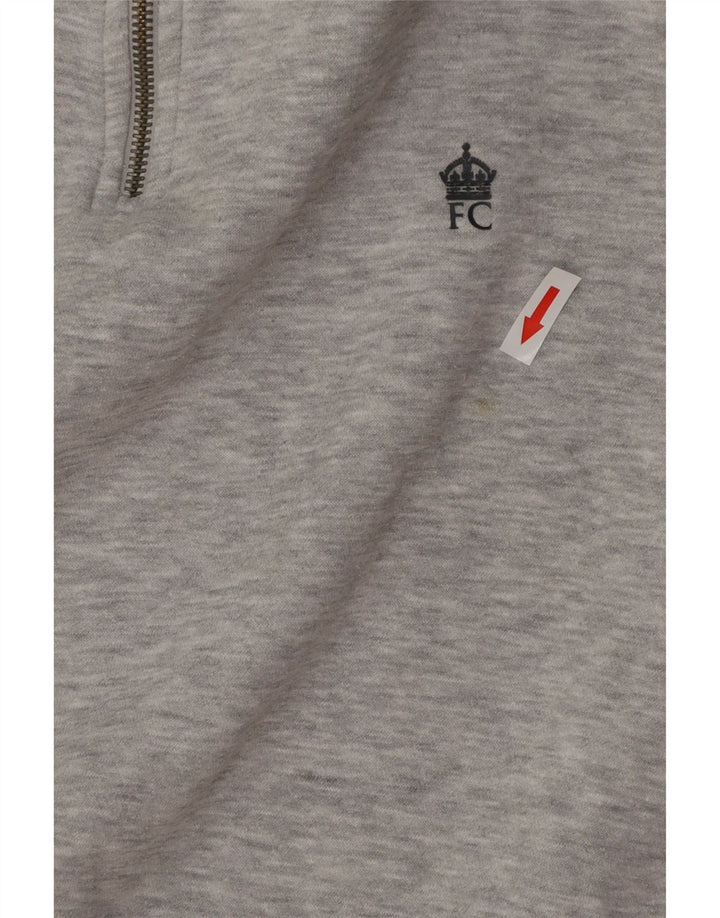 FRENCH CONNECTION Sudadera con cuello y cremallera para hombre Jersey pequeño gris moteado