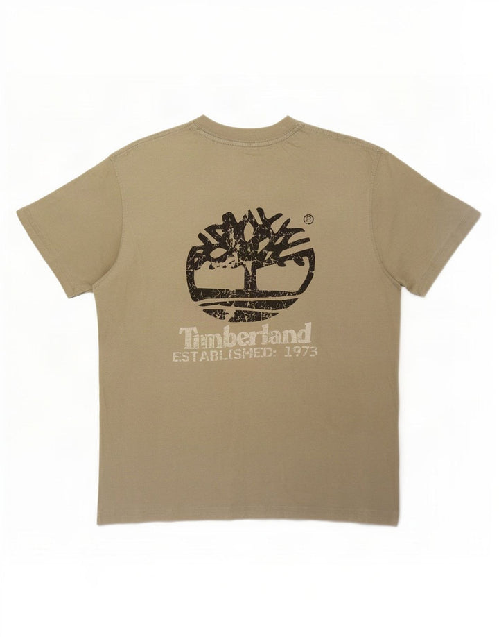 Timberland Camiseta gráfica para hombre Top Small Khaki Cotton