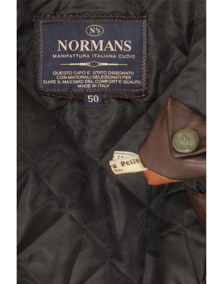 Chaqueta de cuero vintage para hombre IT 50 cuero marrón grande