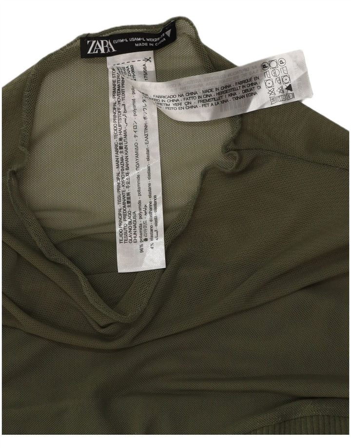 ZARA Body Manga Larga Mujer ES 44 Verde Medio Poliéster