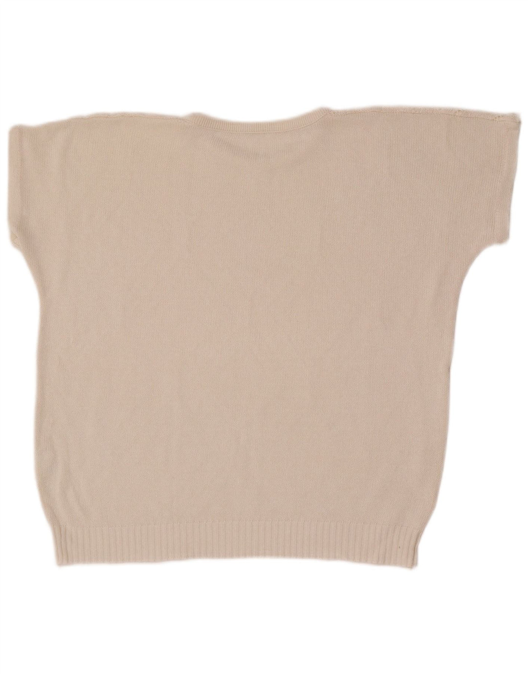 Vintage mujer cuello redondo jersey suéter Reino Unido 14 medio blanco geométrico