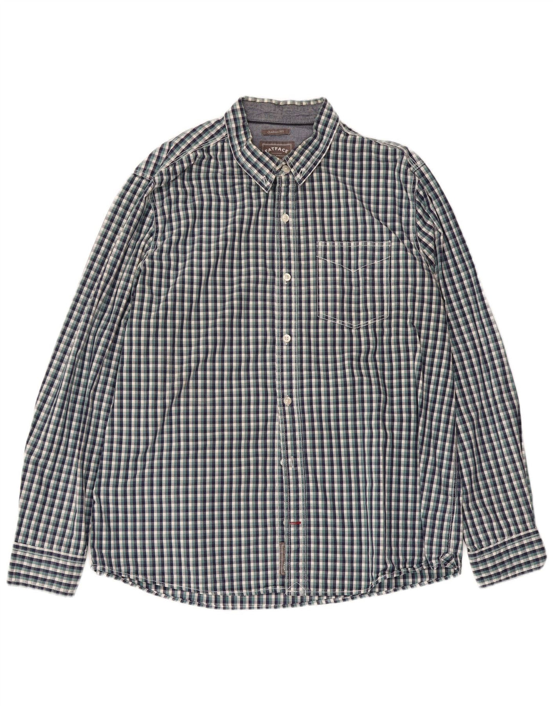 FAT FACE Camisa para hombre 2XL Algodón a cuadros azul