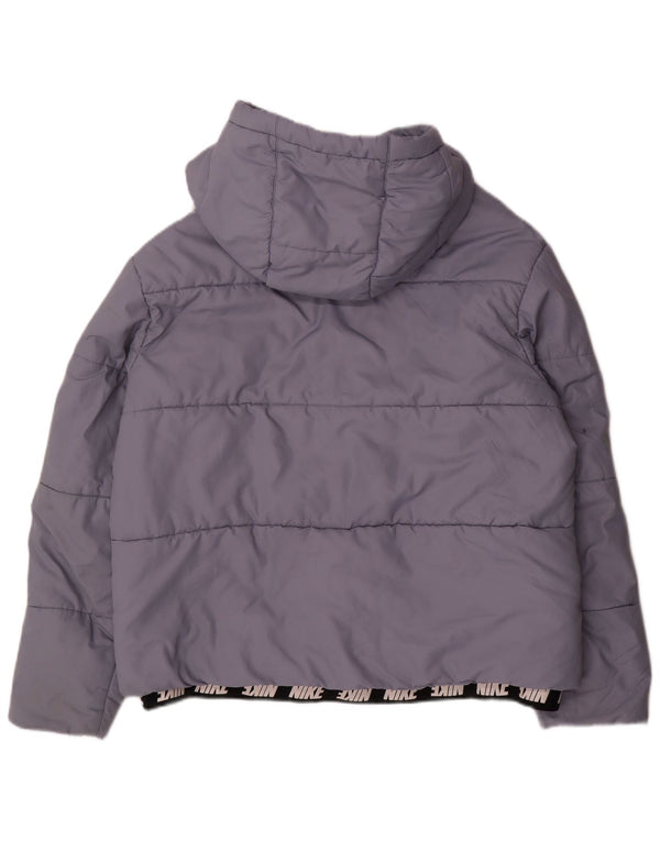 NIKE Chaqueta acolchada con capucha gráfica para mujer ES 40 XL Poliéster azul