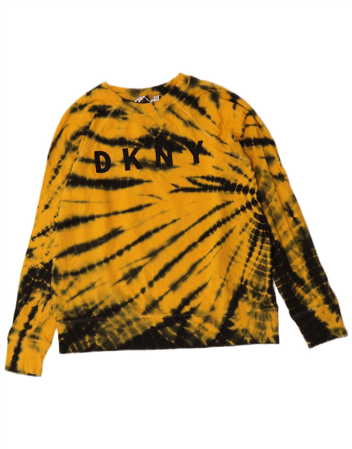 Dkny Sudadera con gráfico extragrande para mujer UK 10 Small Yellow Tie Dye