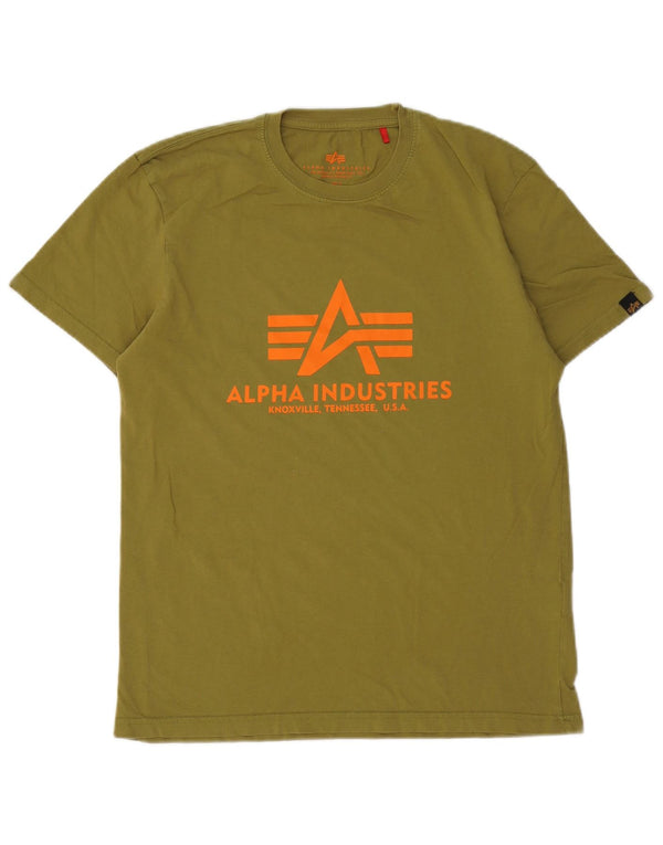 Alpha Industries Camiseta gráfica para hombre Top Algodón caqui mediano