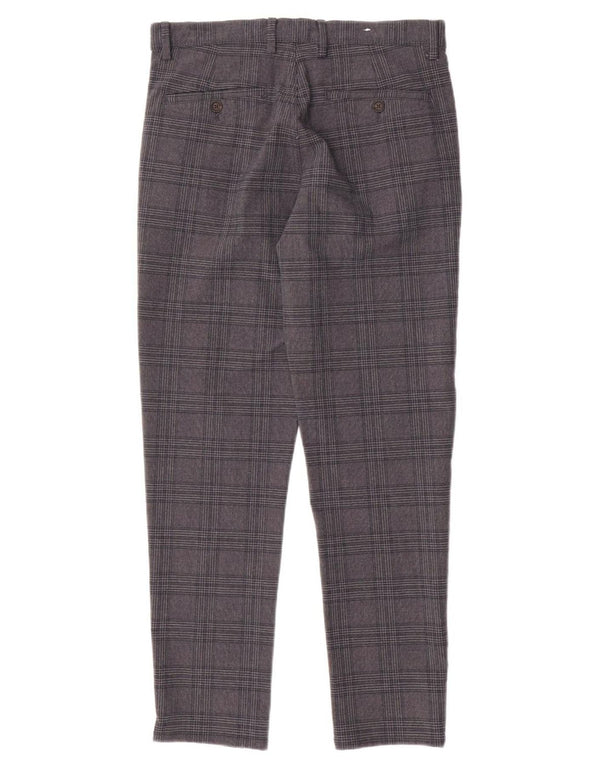Zara Mens Slim Chino Pantalones EU 38 Small W30 L28 Grey Check