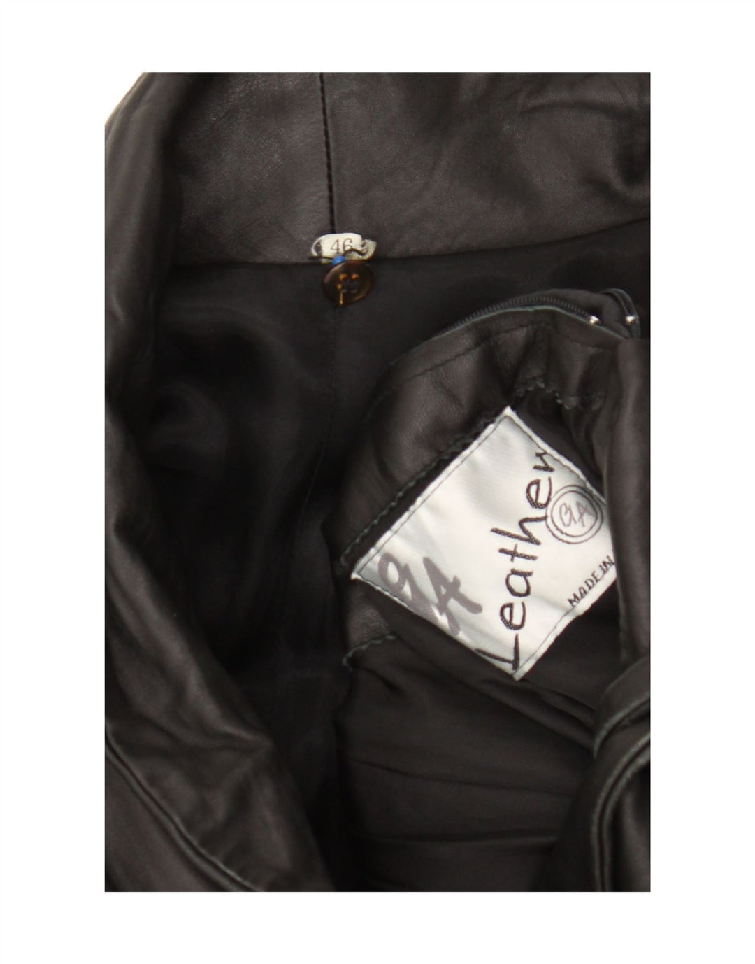 Abrigo de cuero vintage para mujer IT 46 Cuero negro grande