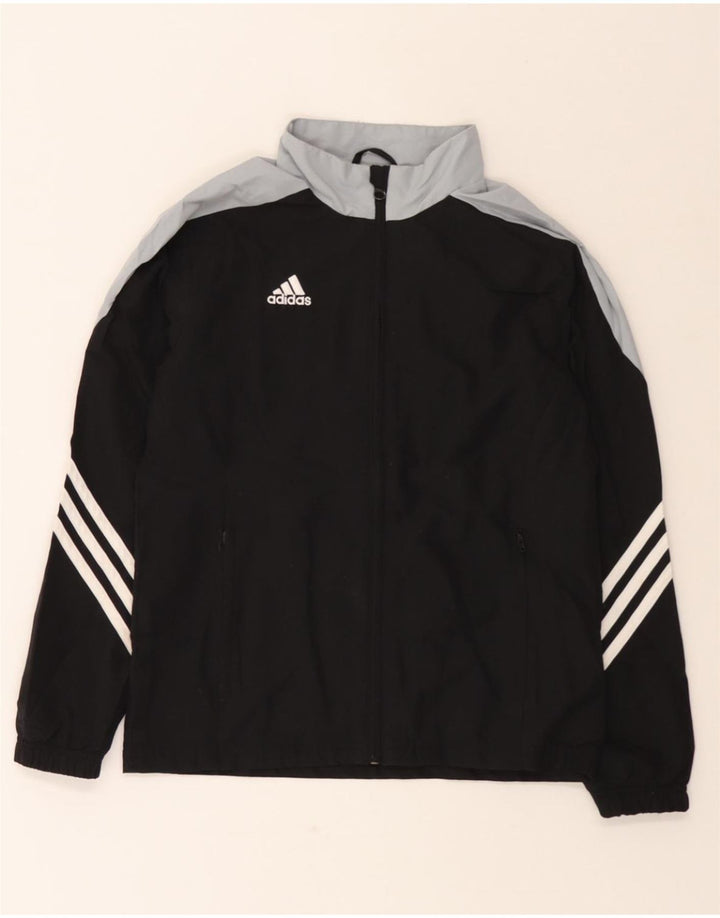 ADIDAS Boys Tracksuit Top Jacket 13-14 Years Black Colourblock Vintage Adidas and Second-Hand Adidas from Messina Hembry 