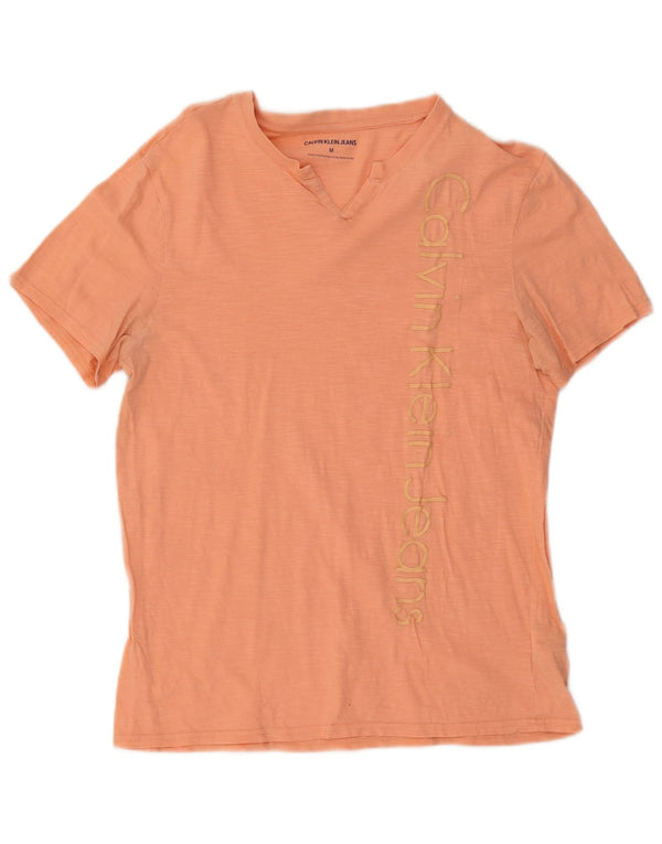 Calvin Klein Camiseta gráfica de manga corta para mujer UK 12 Medium Orange