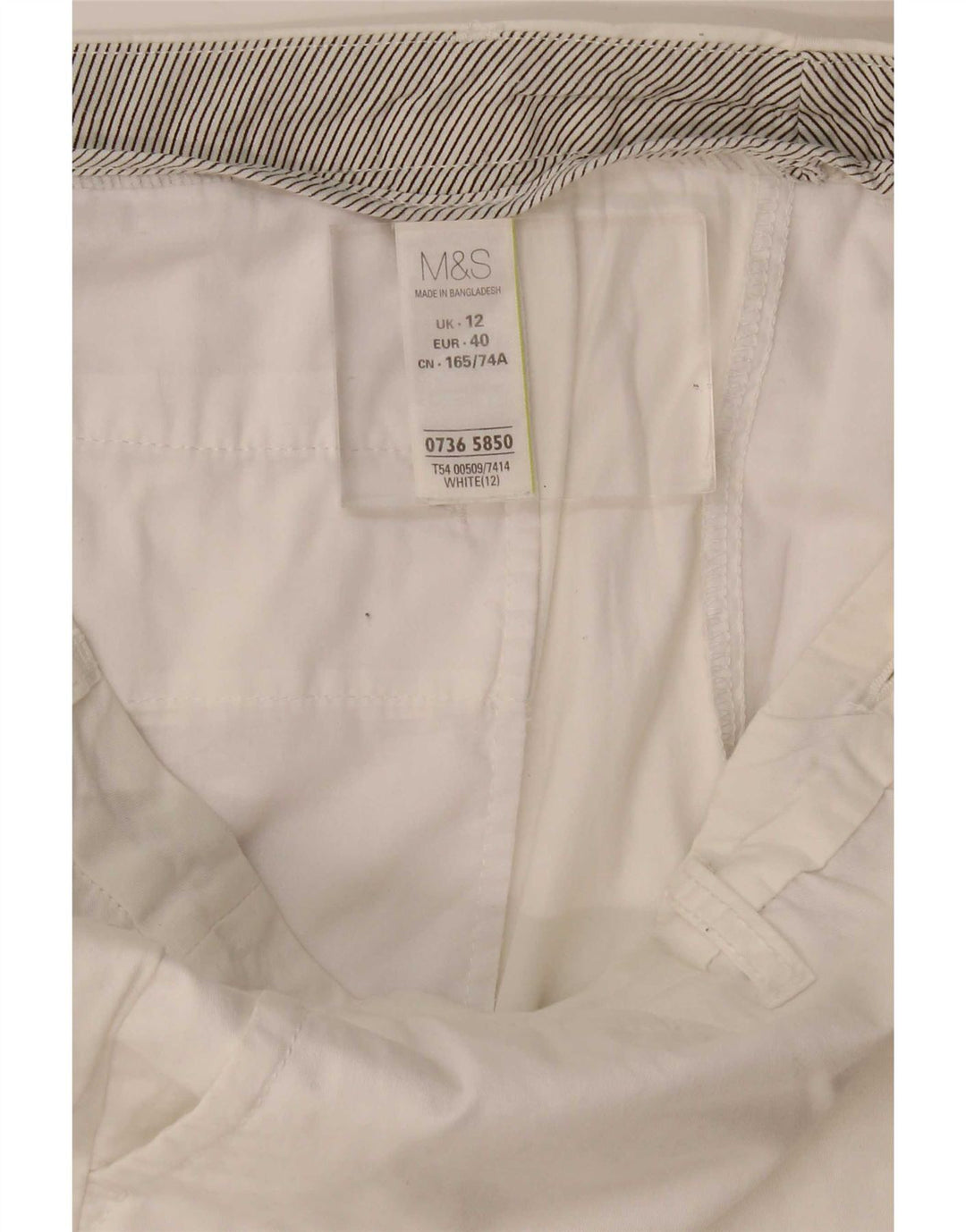 Marks & Spencer Pantalones cortos chinos para mujer UK 12 Medium W34 Algodón blanco