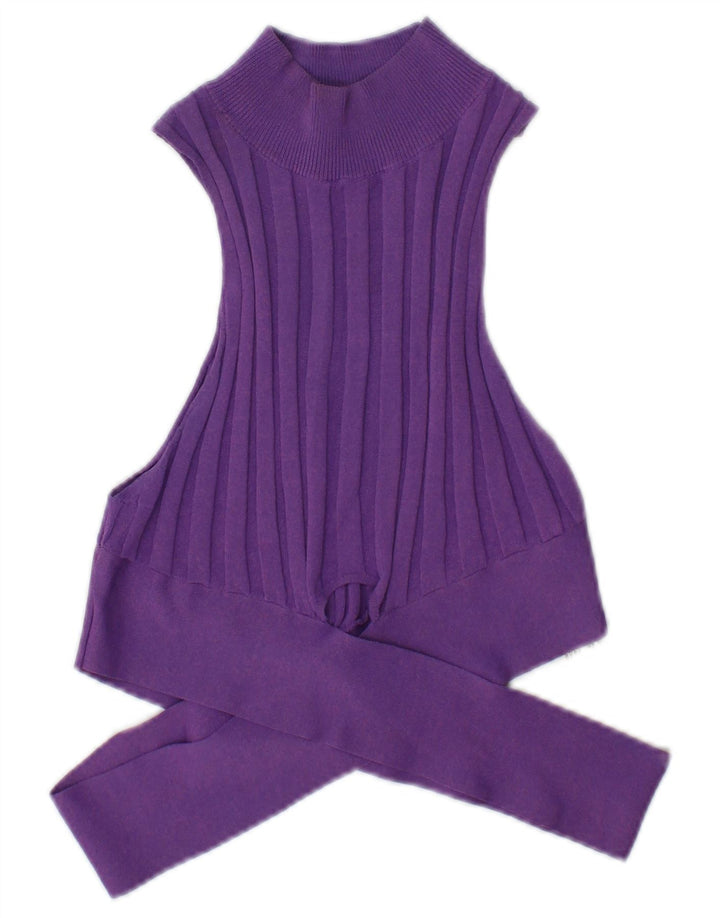 Zara Mujer Crop Vest Top UK 42 Viscosa Púrpura Mediana