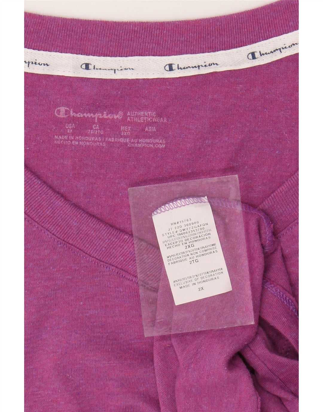 CHAMPION Camiseta extragrande para mujer UK 20 2XL Algodón moteado morado