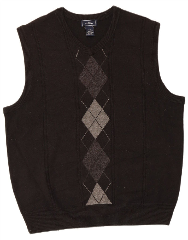 Dockers Chaleco para hombre Camiseta sin mangas Medium Black Argyle/Diamond Acrylic