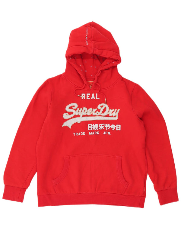 SUPERDRY Jersey con capucha gráfica para mujer UK 46 Large Red Cotton