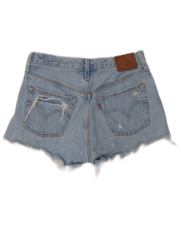 Levi's Mujer 501 Shorts De Mezclilla Desgastados De Cintura Alta W27 Algodón Azul Pequeño