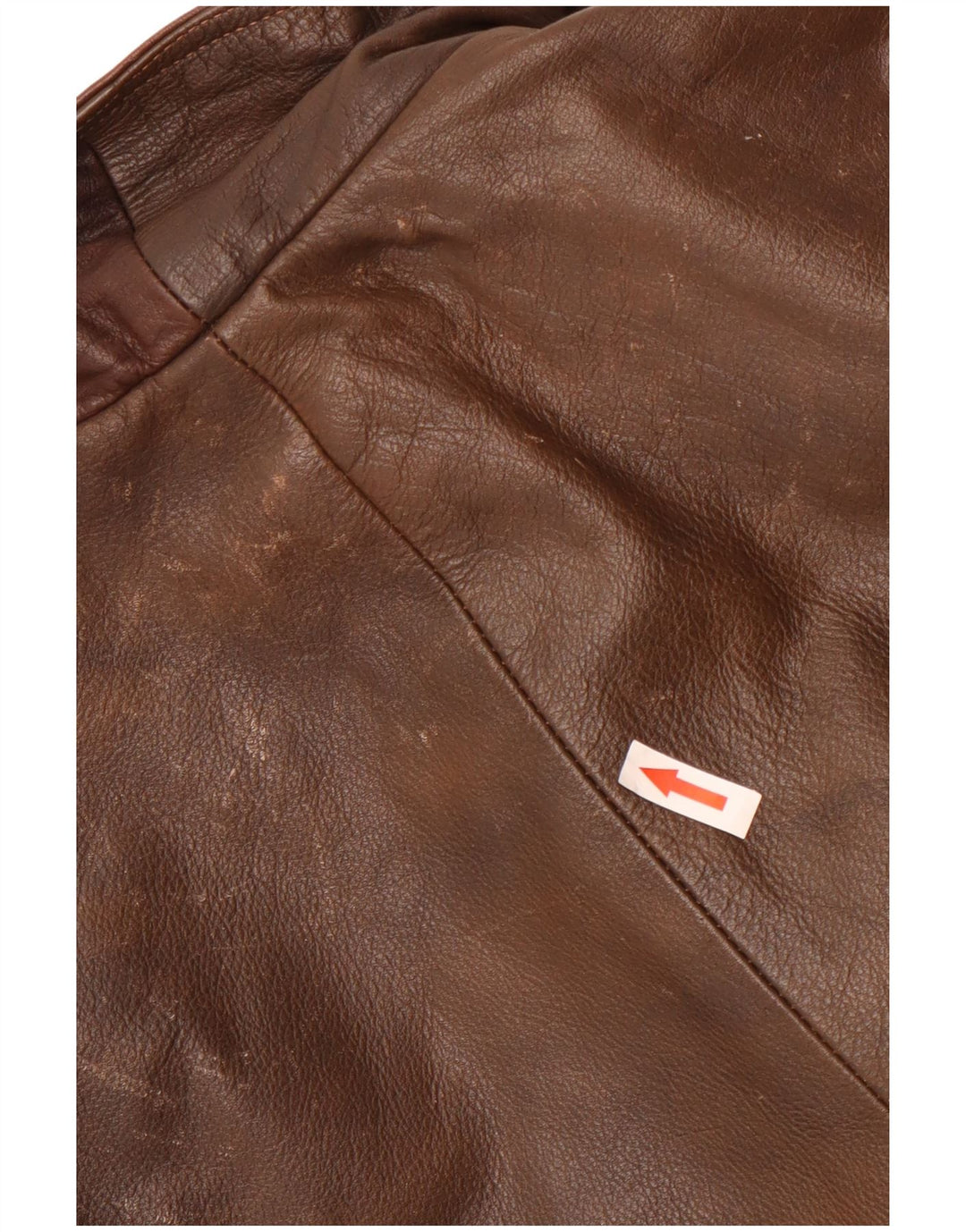 Paviano Chaqueta de cuero holgada para hombre UK 36 Small Brown Leather