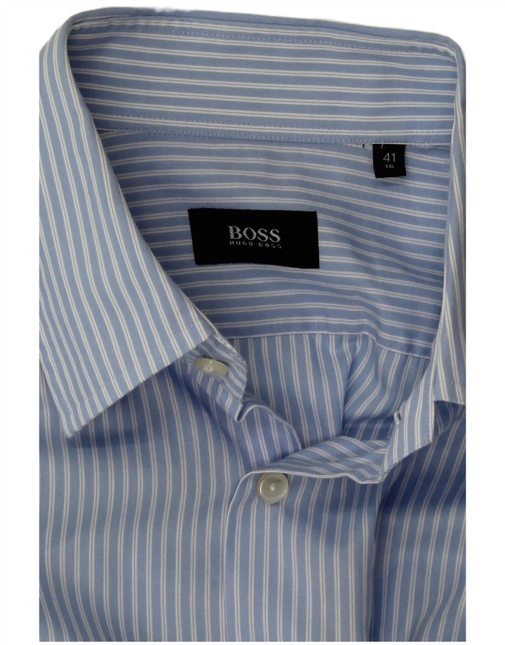 Camisa Hugo Boss para hombre talla 41 16 raya diplomática azul grande