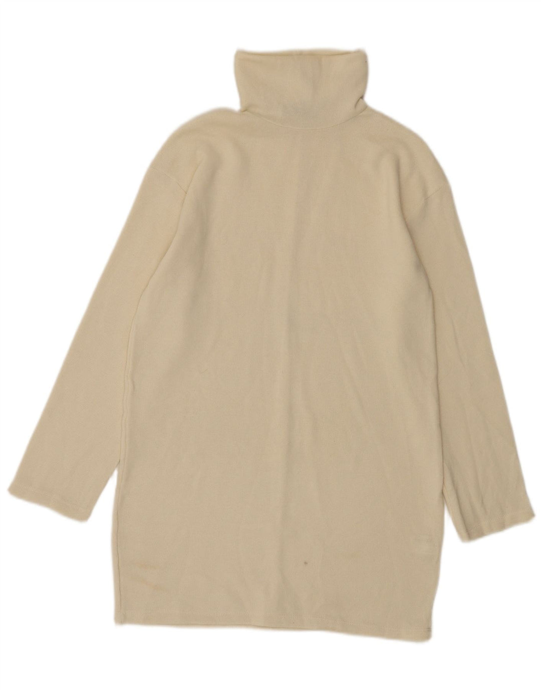 Zara Mujer Vestido Jersey UK 10 Pequeño Poliéster Beige