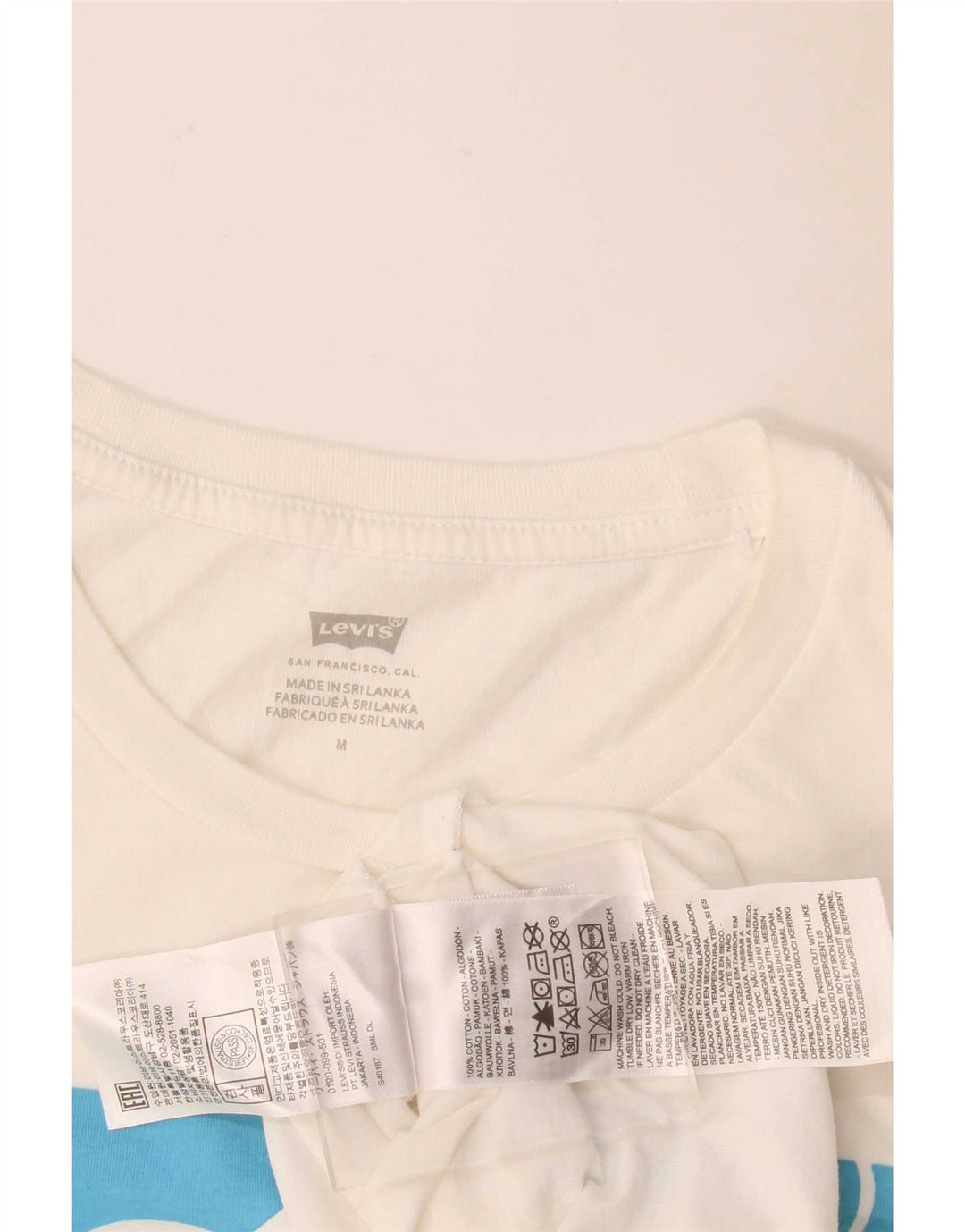 Levi's Camiseta gráfica para mujer Top UK 12 Medium White Cotton