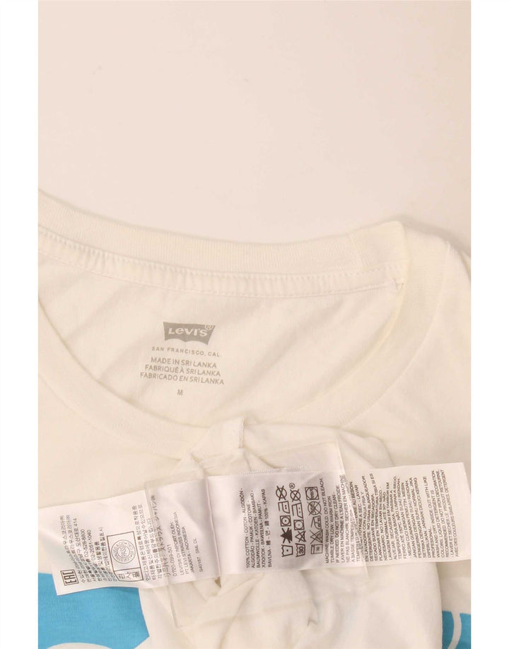 Levi's Camiseta gráfica para mujer Top UK 12 Medium White Cotton
