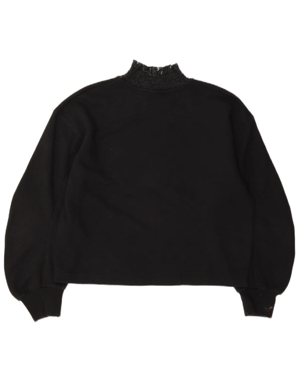 Zara Blusa extragrande de manga larga para mujer Top UK 10 Small Black Cotton