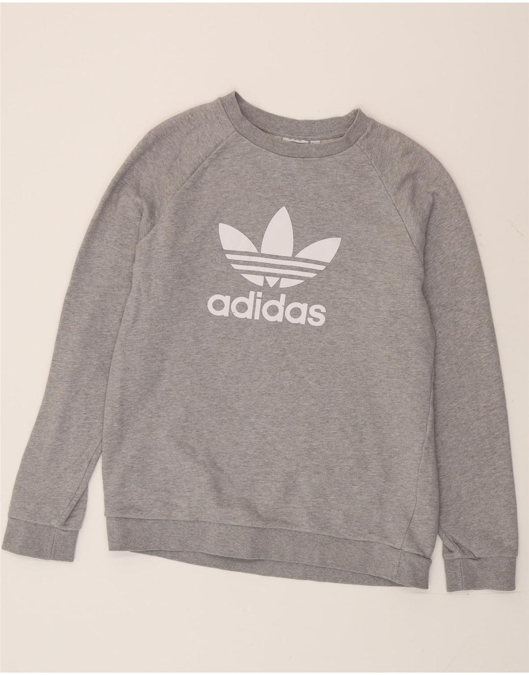 Adidas Hombre Sudadera Gráfica Jumper Algodón Gris Medio