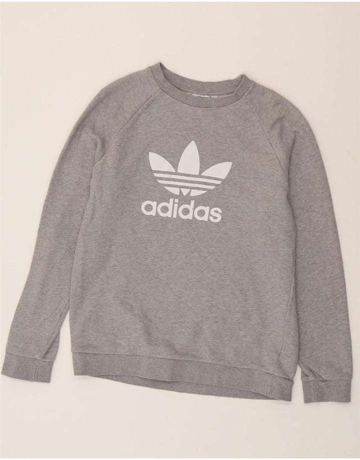 Adidas Hombre Sudadera Gráfica Jumper Algodón Gris Medio