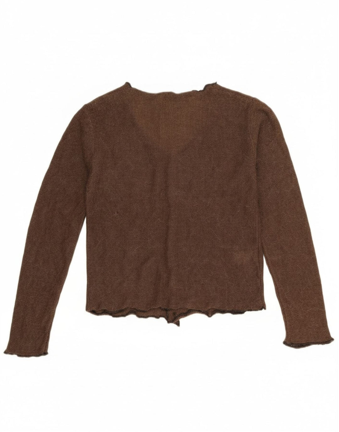 Zara Mujer Crop Cardigan Suéter UK 6 XS Marrón Poliamida