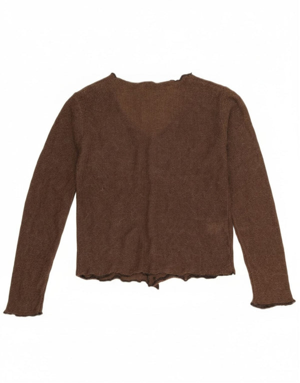Zara Mujer Crop Cardigan Suéter UK 6 XS Marrón Poliamida