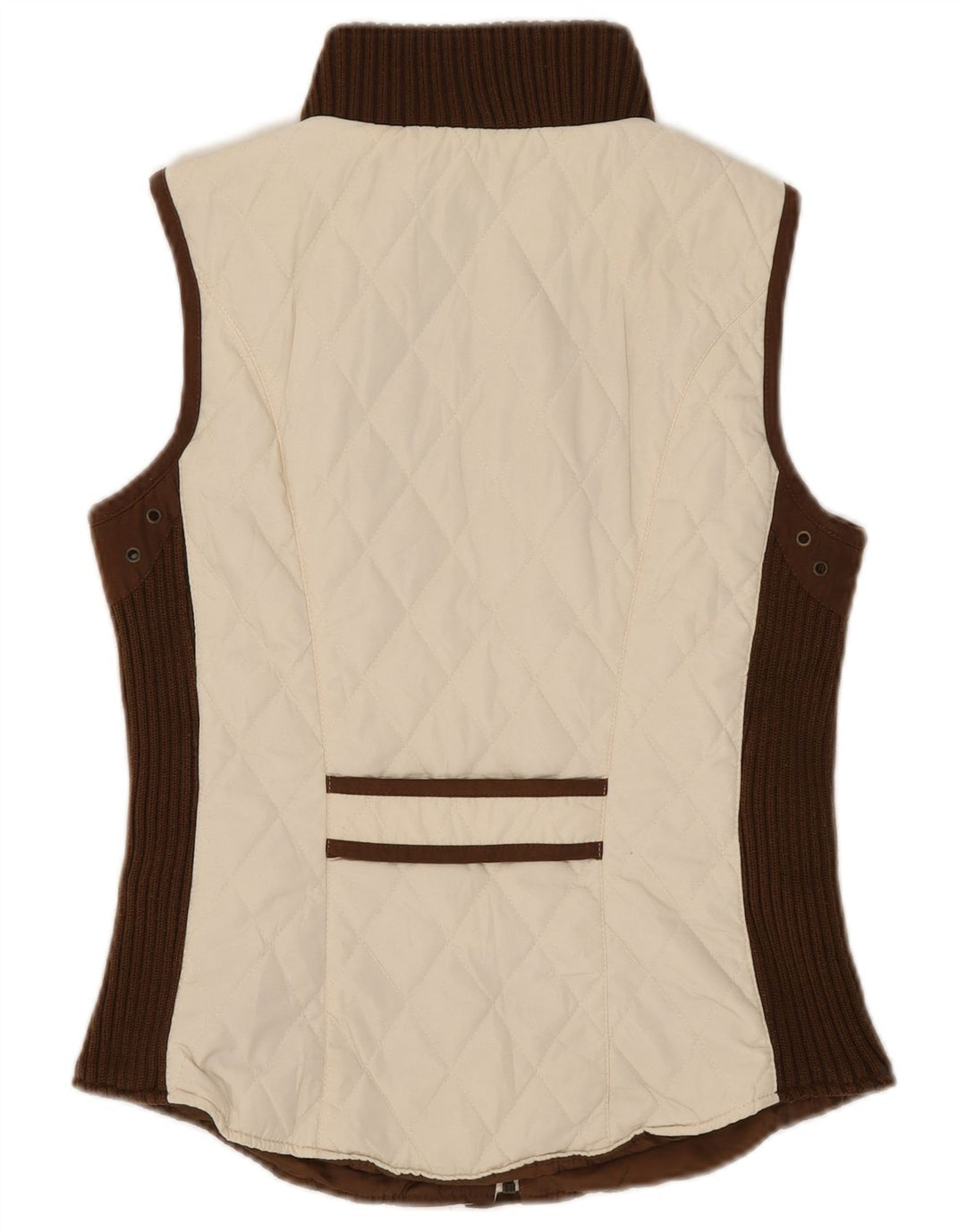 Zara Mujer Chaleco Acolchado UK 40 Medio Off White Poliéster Color Block