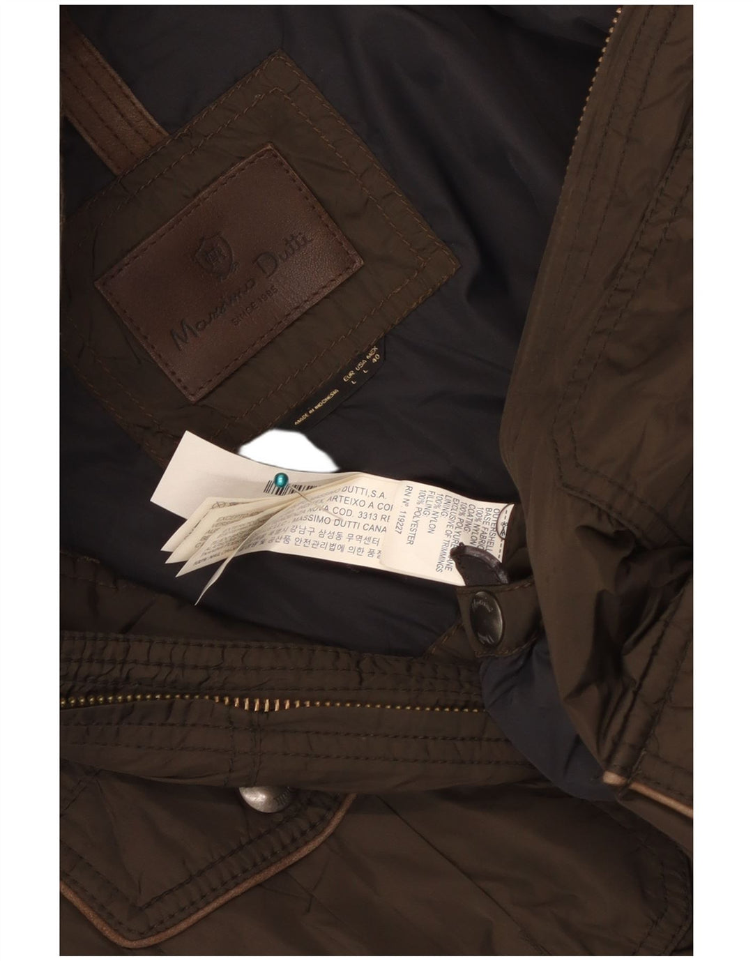 MASSIMO DUTTI Chaqueta utilitaria para hombre UK 40 Large Khaki Nylon